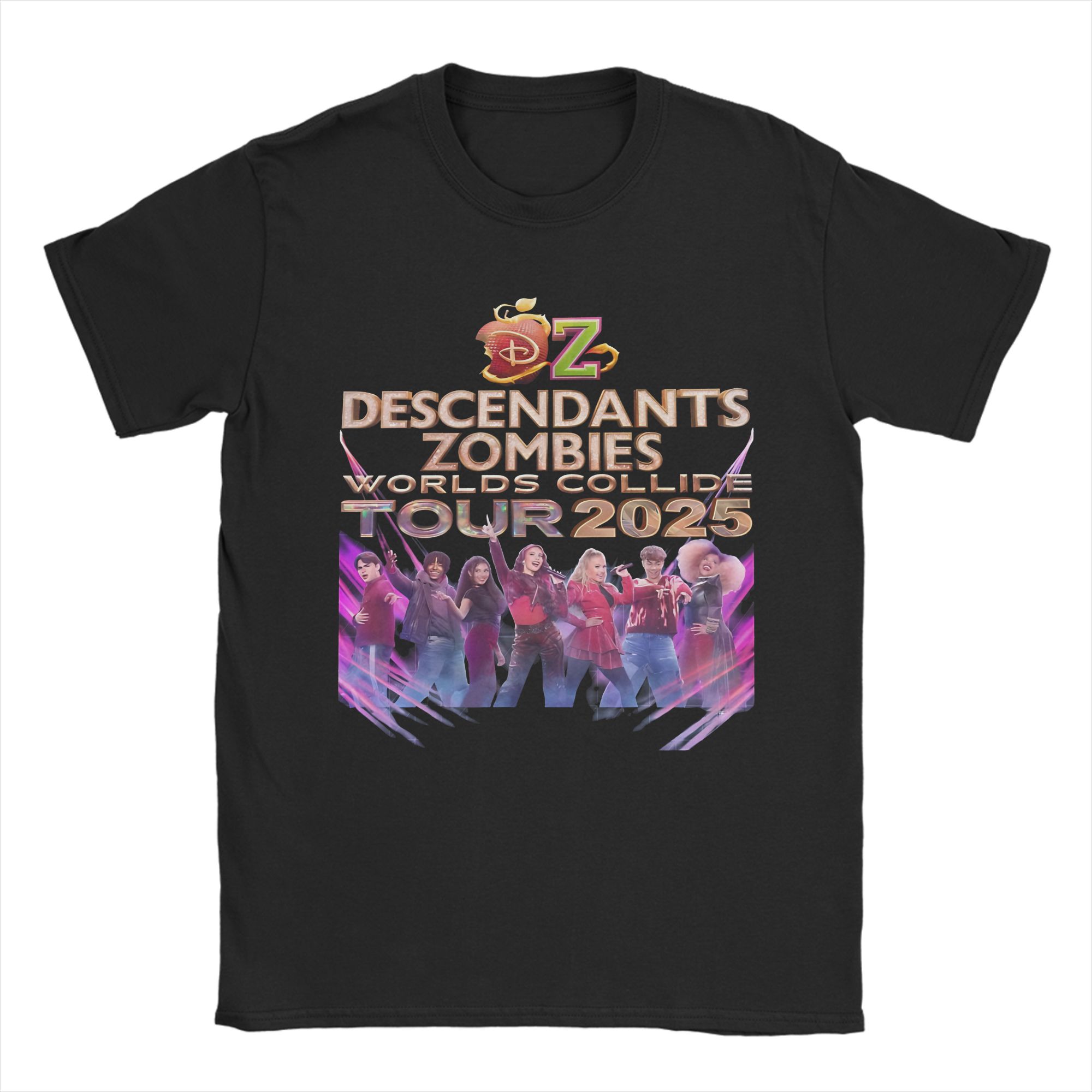 

Descendants Zombies Worlds Collide Tour 2025 T Shirt Pure Cotton Tops Novelty Short Sleeve Crewneck Tee Shirt 4XL 5XL T-Shirt 4XL