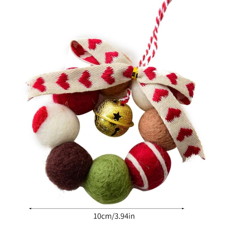 Small Wool Ball Holiday Hanging Craft Feature Soft Felt And Sparkling Bells Christmas Decorative Accent