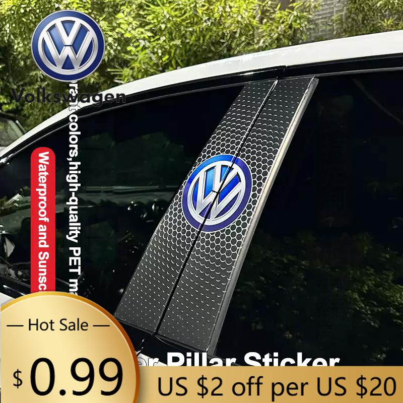 For VOLKSWAGEN VW 2Pcs Car Center Pillar Sticker Auto Logo Decorative Accessories For Volkswagen Tiguan Passat Golf Polo Touareg