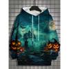 Halloween Pumpkin 3D Print Hoodies Men's Long Sleeve Hooded Sweatshirts Pullover Oversized Harajuku Coat Unisex Street Clothing