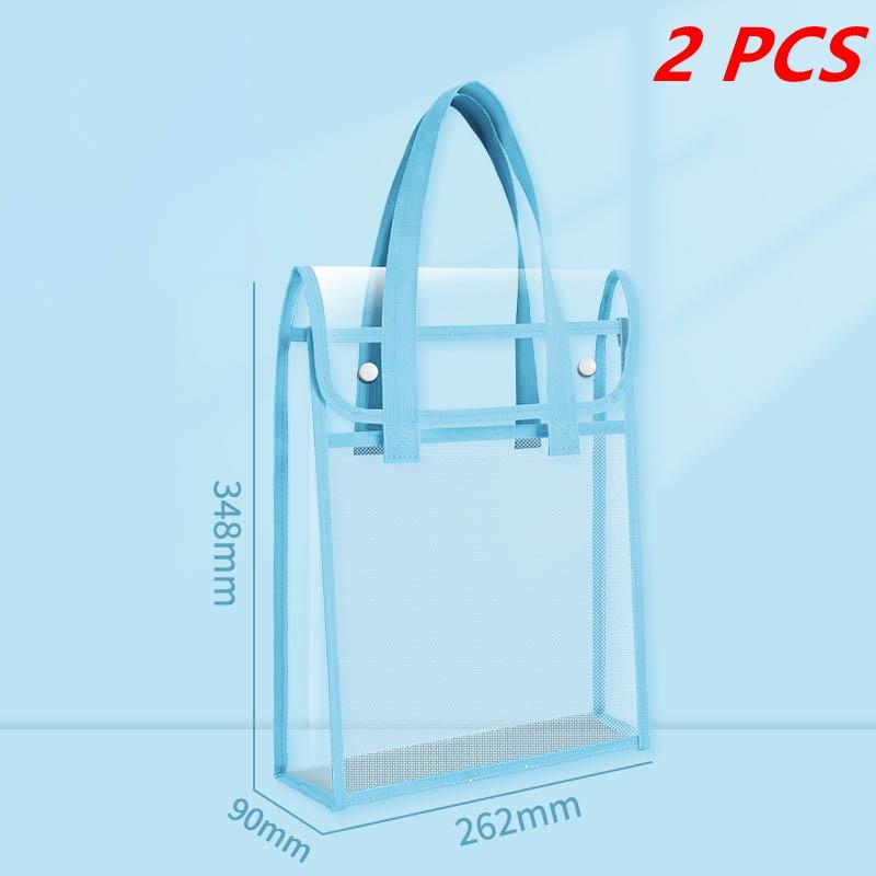 Large Capacity Portable Transparent Handheld Folder Expandable File Storage Bag PVC Self-adhesive File Bag Document Organizer