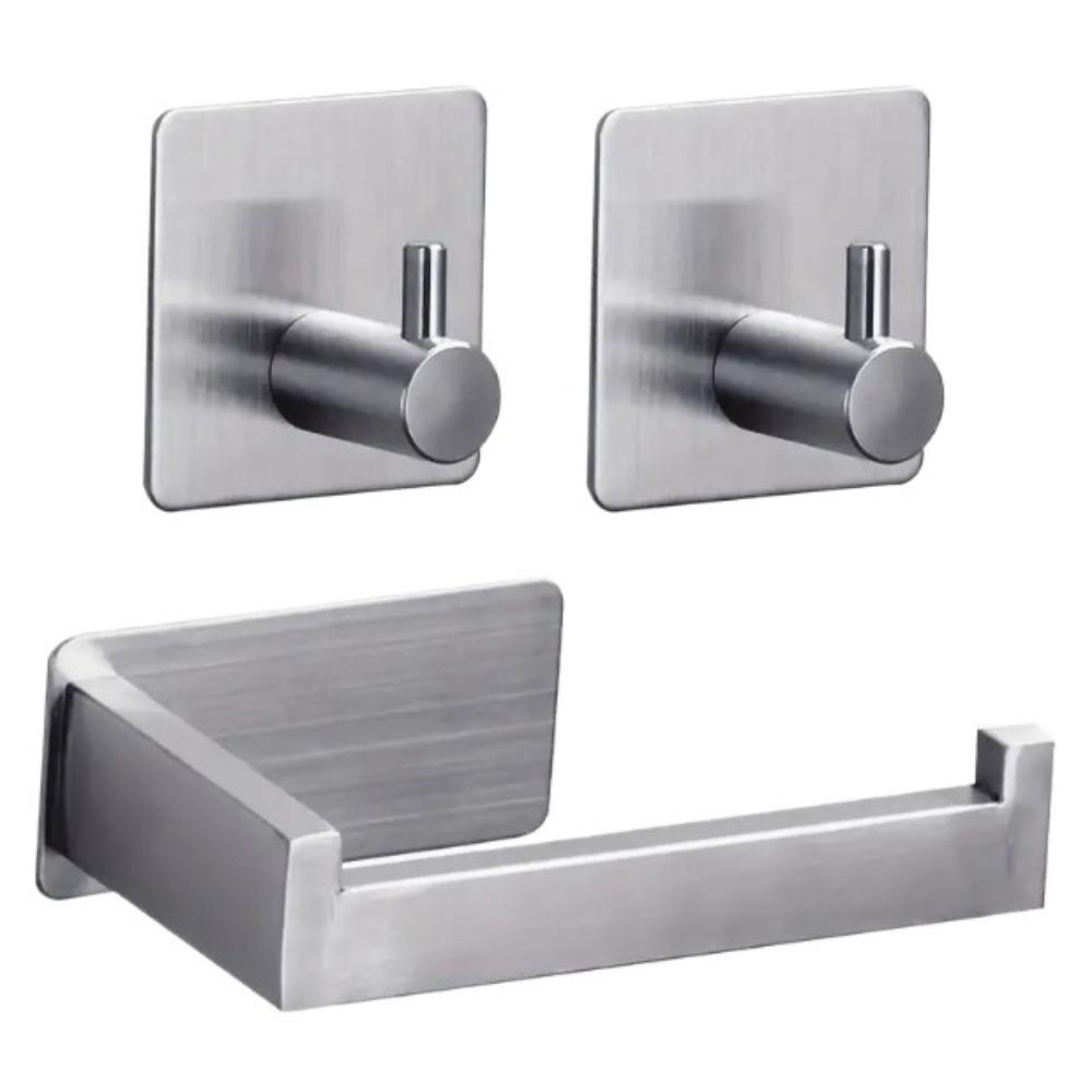 

3PCS/Set Stainless Steel Kitchen Tissue Holder Wall Mounted Paper Towel Rack Bathroom Accessories серебряный