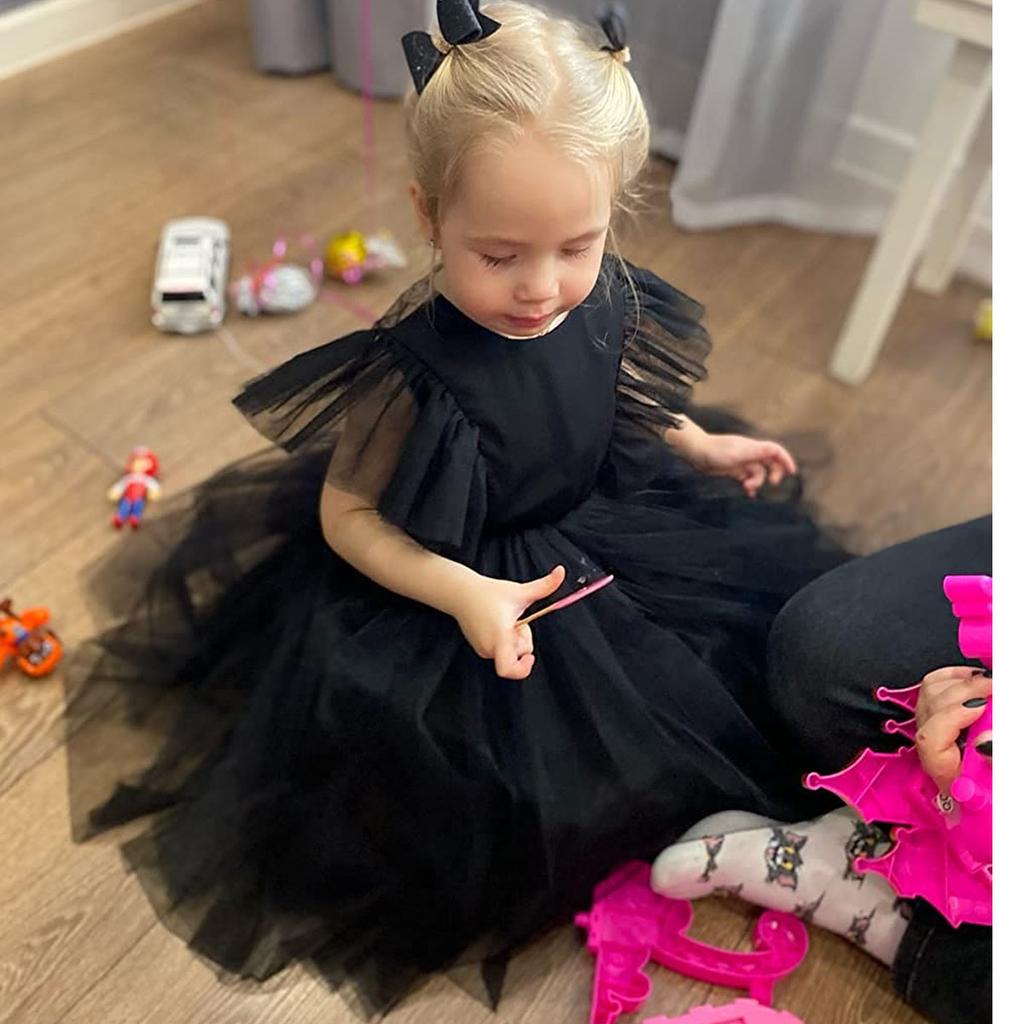 Vestido Princesa Infantil Tule - Mangas Bufante Para Festas E Aniversários