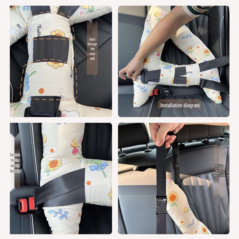 Children's Car Neck Support Pillow with Seat Belt Cover