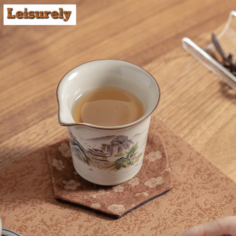 200ml Imitace Song Ru Pec Porcelánový Čajový Džbánek Ručně Malovaná Krajina Cha Hai Pohár Spravedlnosti Puer Čaj Čajový Obřad Dárek Příslušenství