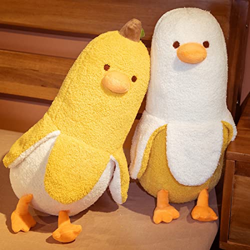 Homehalo Plush Banana Duck Body Pillow, Cute Animal, Fluffy, Long, Comfortable, Perfect for Sleeping Together, Mother's Day, or Christmas (50cm, White