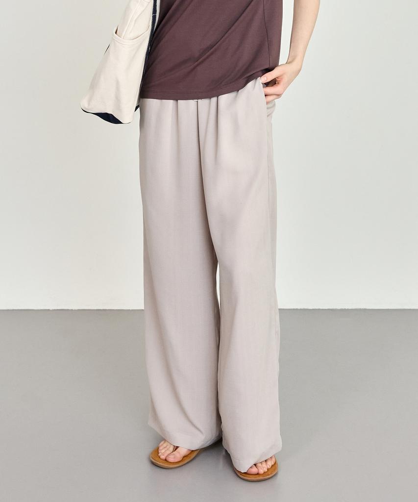 BASIC HOUSE Women'S Breathable Elastic Waist Wide Pants Dark Beige