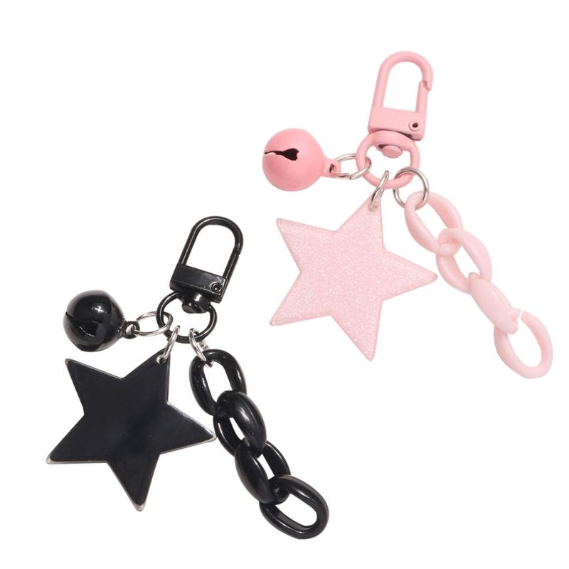 Glitzernder Stern Acryl Schlüsselanhänger Glöckchen Anhänger Schlüsselanhänger für Mädchen Rucksack Anhänger Kopfhörerhüllen Zubehör Freundschaftsgeschenke