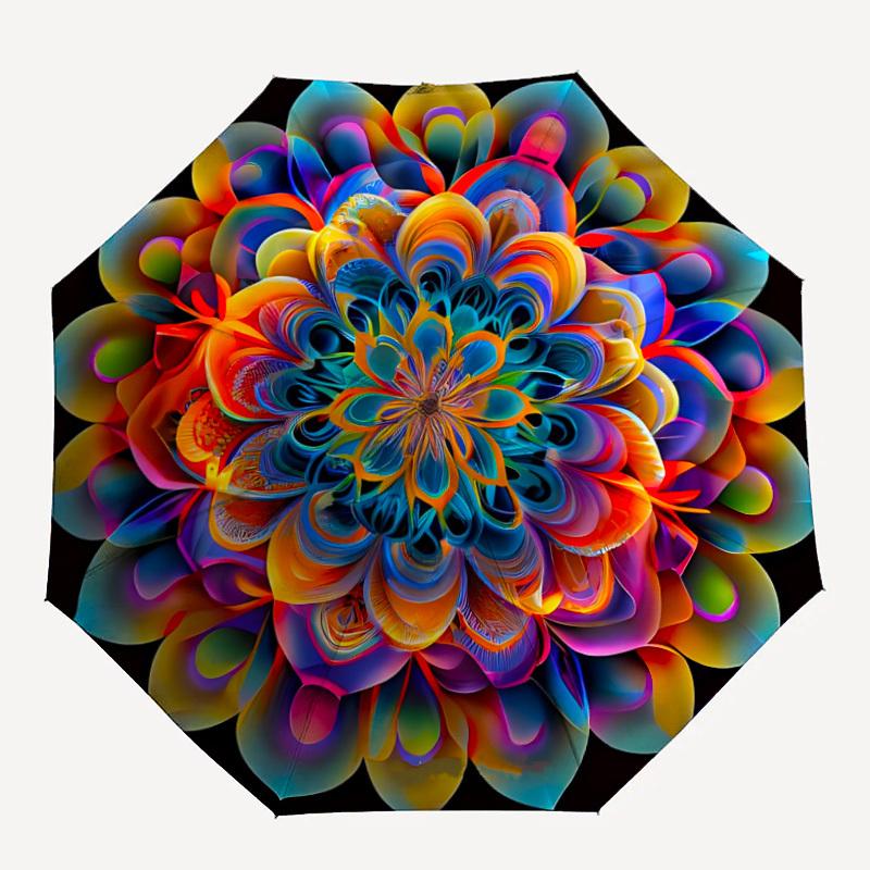 

1PC Colorful Mandala Pattern Automatic Open/close, All-Season Portable Folding Umbrella for Women & Men yy250919139