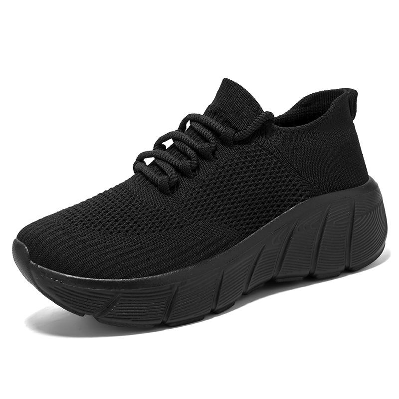 Flying woven elastic socks shoes shoes soft sole thick sole heightening couple breathable mesh deodorant casual sports shoes