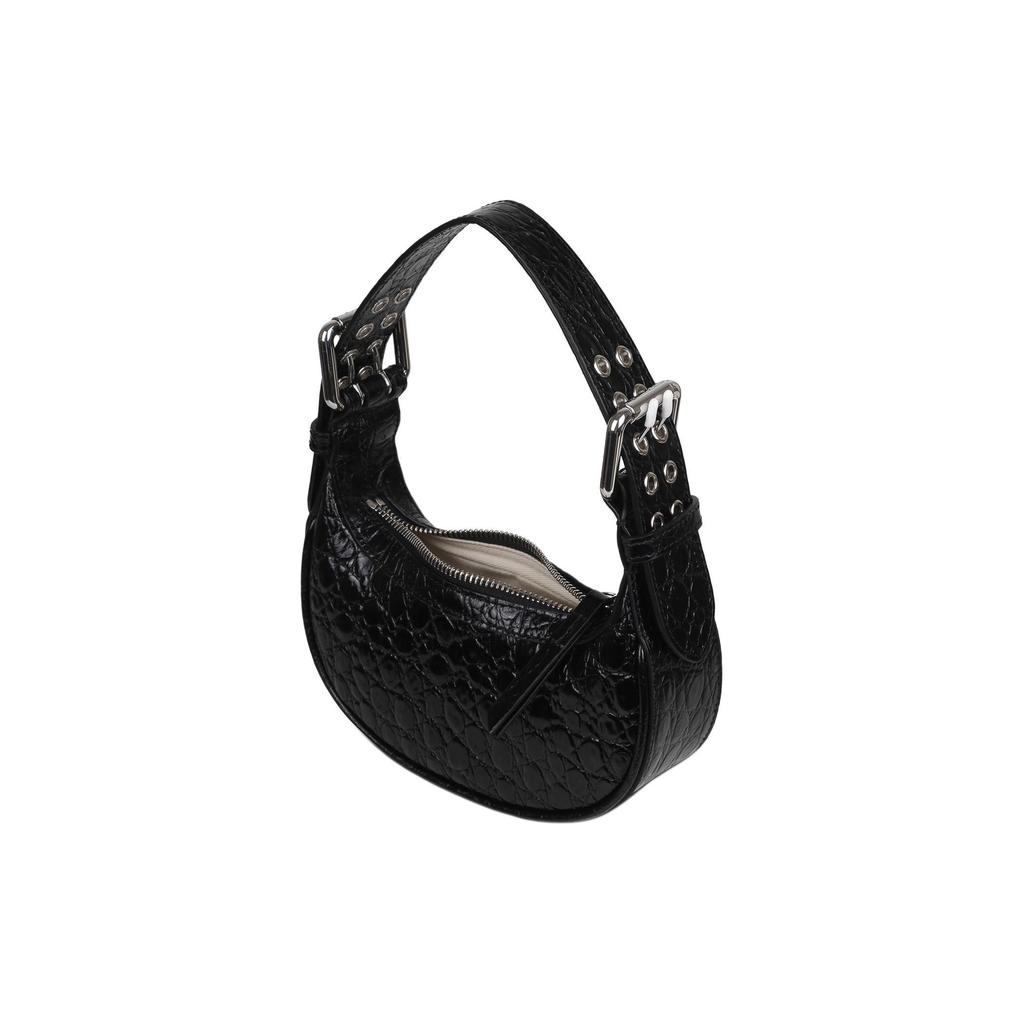 By Far Soho Zipper Closure Crocodile Embossed Leather Mini Shoulder Crossbody Bag Women bags Black 22SSMNSSBLCCESMABL
