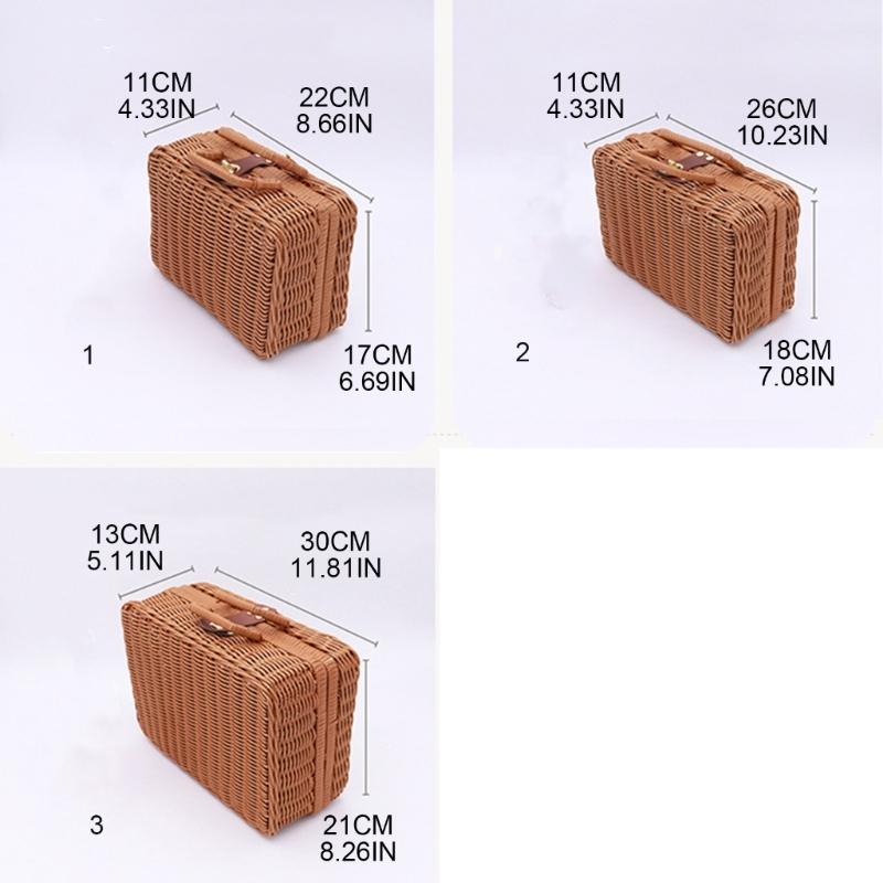 Portable Travel Toiletry Makeup Bag Woven Ratton Gift Box Cosmetic Organizer Large Capacity for Women Girls