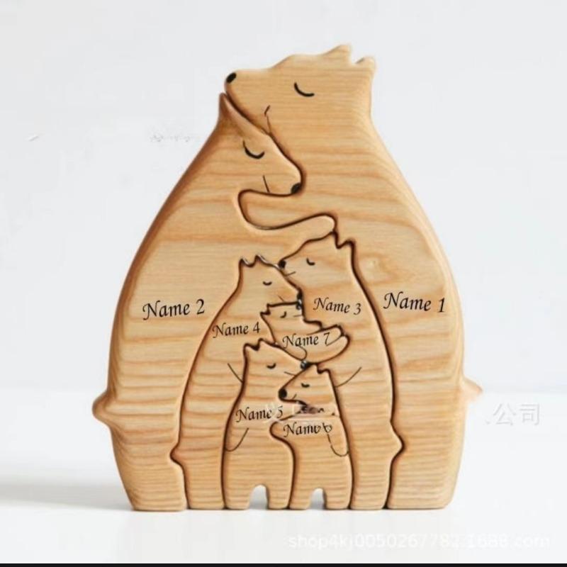 1PC Wooden Puzzle Mother and Child Bear Set Craft Ornament DIY Mother s Day Gift