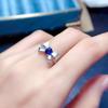925 Sterling Silber Ring mit natürlichem blauen Saphir, Schlichter Stil, Kleine Größe 4x5