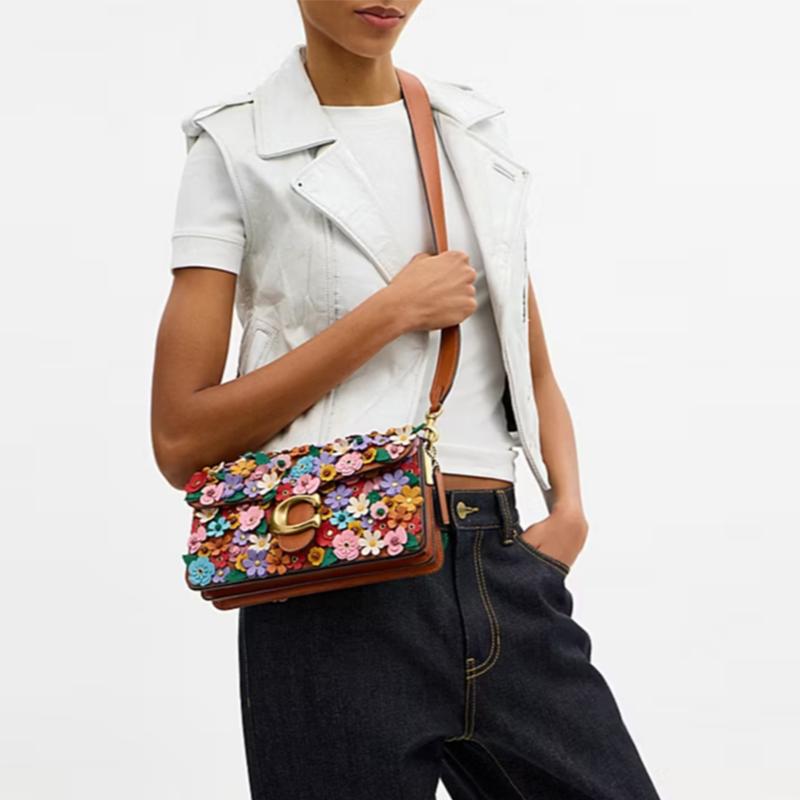 COACH Tabby 26 Floral Applique Detachable Shoulder Strap Calf Leather Crossbody Shoulder Bag Medium Women's Multicolor