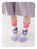 Kuromi Girls' Mid-Calf Cotton Socks - Cute Rainbow Design for Spring, Autumn, and Winter