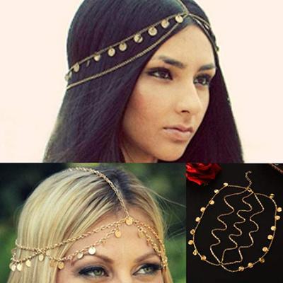 Böhmischer Damen-Kreis-Pailletten-Dekor, mehrschichtige Kopfkette, Kopfstück-Schmuck