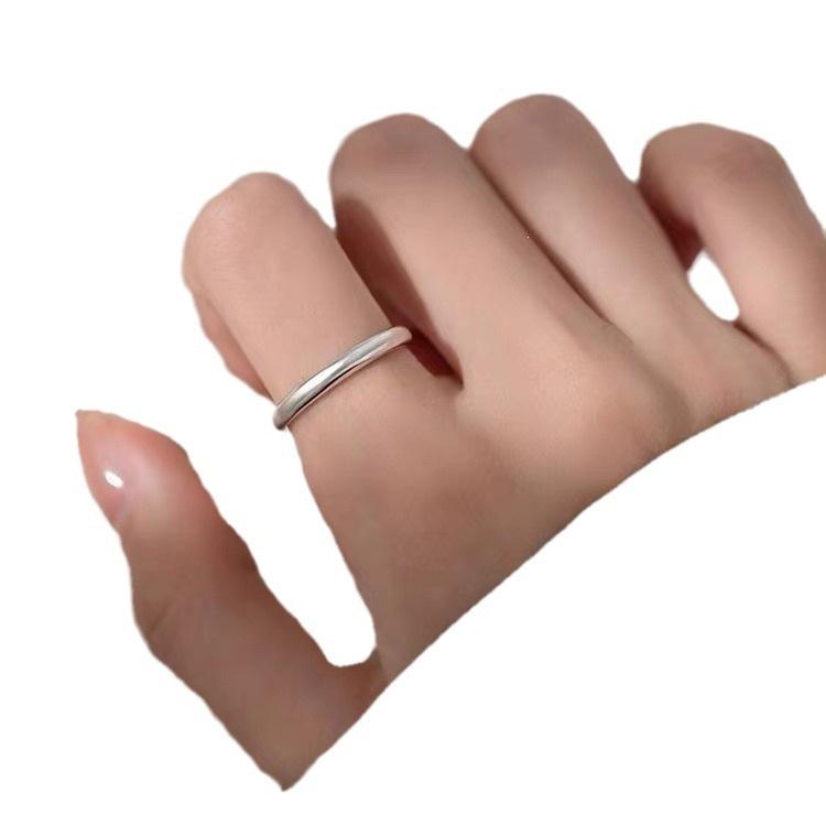925 Sterling Silver Plated Open Couple Ring Set: Elegant and Simple Qixi Gift for Men and Women.
