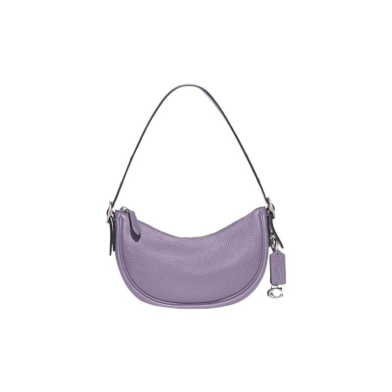 

COACH Luna 27 zipper closure soft pebbled leather hand-held crossbody shoulder bag women s purple фіолетовий