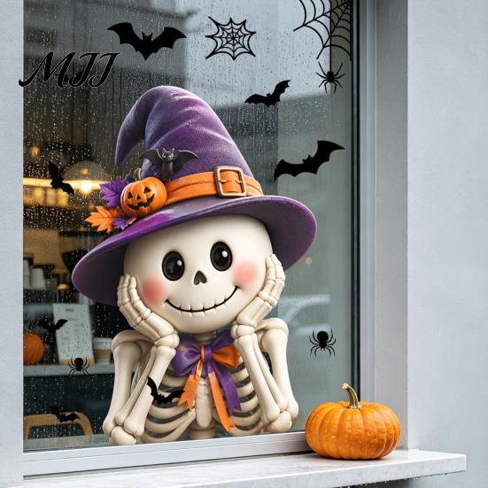 Seasonal Party Accessories Halloween Ghost Glass Sticker, Cartoon Static Window Cling for Decorative Film Parties, Waterproof Decoration
