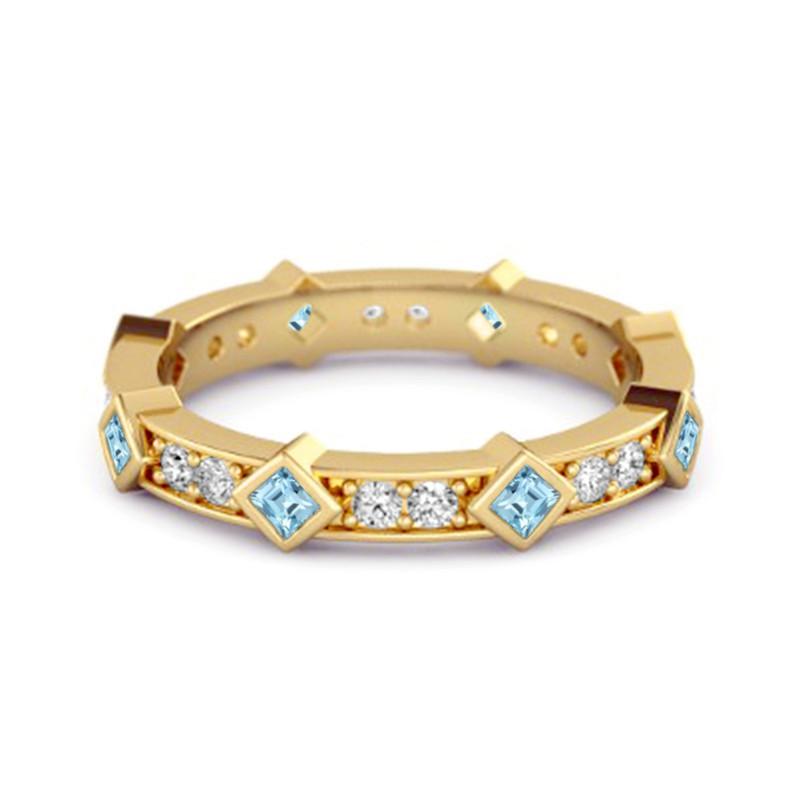 Blue Topaz Eternity Band Ring -925 Sterling Silver Gold Vermeil