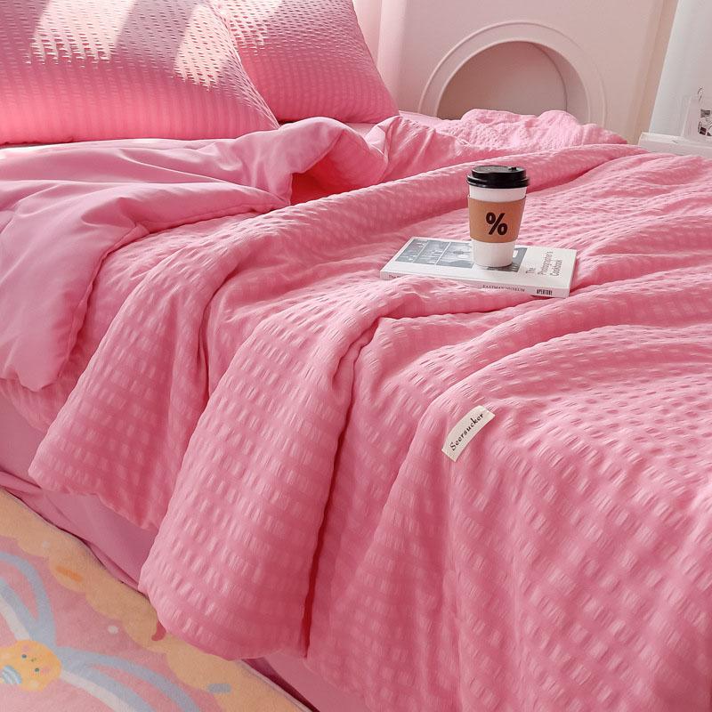 Washed Cotton Plaid Quilt, Air Condition Thin Comforter, Blanket Bedspread, Single, Double, Queen, King Bed Coverlet, Summer