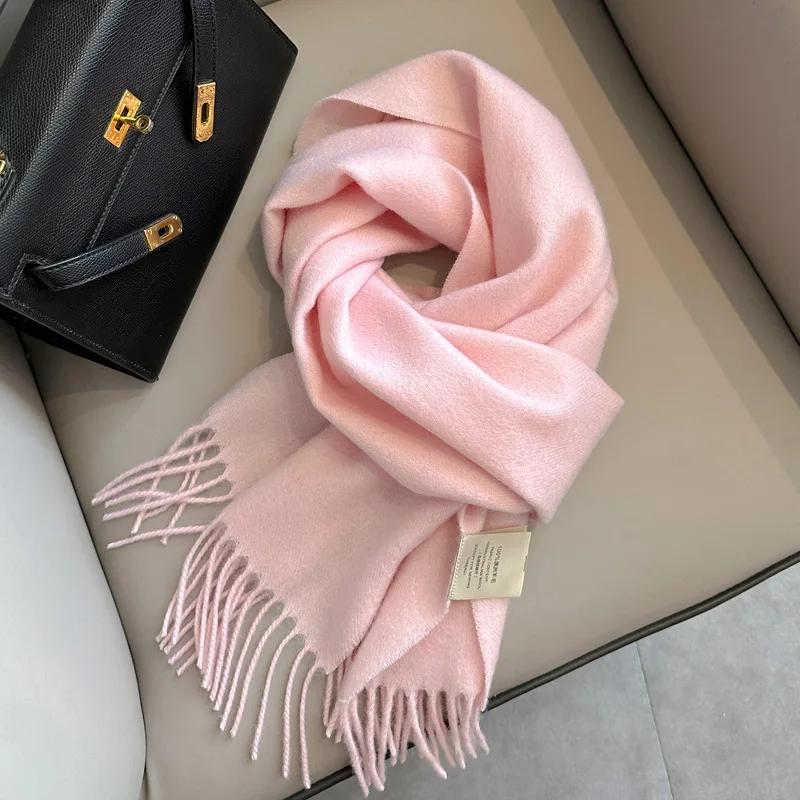 Winter Narrow Scarf 28 Color 100% Wool Scarf Hot Selling Solid Color Scarf Men's and Women's Universal Warm and Cold Proof Scarf