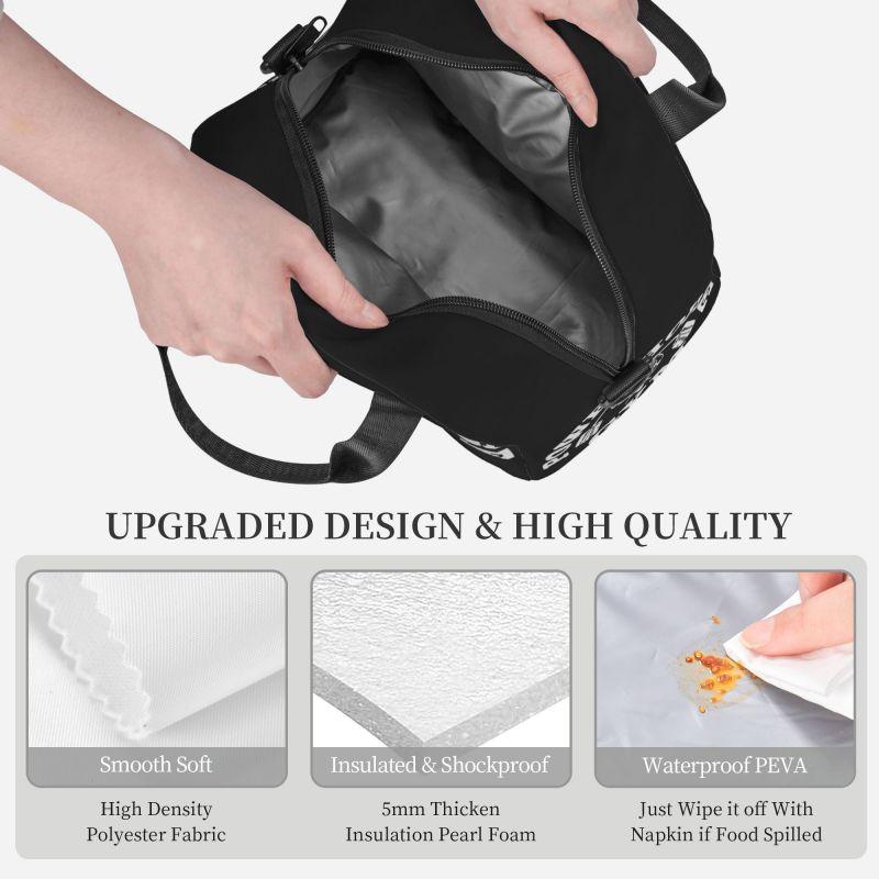 Powerhouse Gym Logo Print Thermal Lunch Bag with Adjustable Shoulder Strap Insulated Lunch Box Reusable Portable Bento Tote Bag