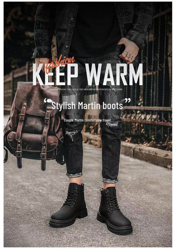 Stivali Martin Unisex Giallo Ape Grandi a Metà Polpaccio - Suola Spessa, Stile Britannico, Perfetti per l'Autunno.
