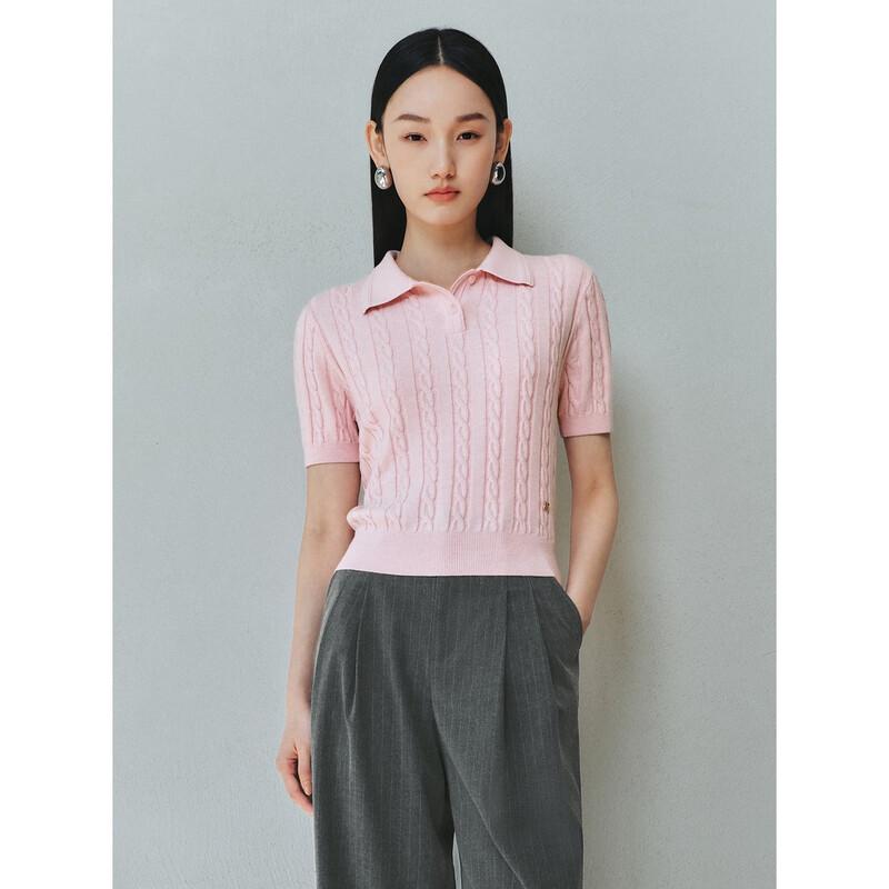 Peacebird Damen Miu Serie Zopfmuster Polo Cardigan