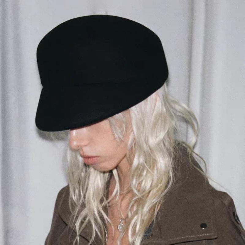 Winter Thick 100% Wool Fedoras Hat Women's British Short Brim Wool Felt Equestrian Hat Japanese Ins Niche Warm Berets Visors Cap