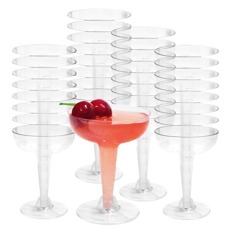 10Pcs Plastic Champagne Flutes Disposable Clear Plastic Champagne Glasses For Parties Glitter Clear Plastic Cup Red Wine