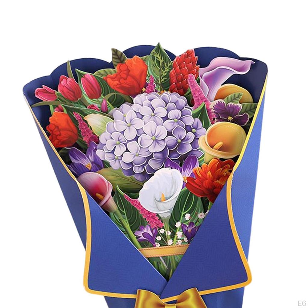 3D Bouquet Greeting Card Mother’s Day Birthday Paper Flower Romantic Popup