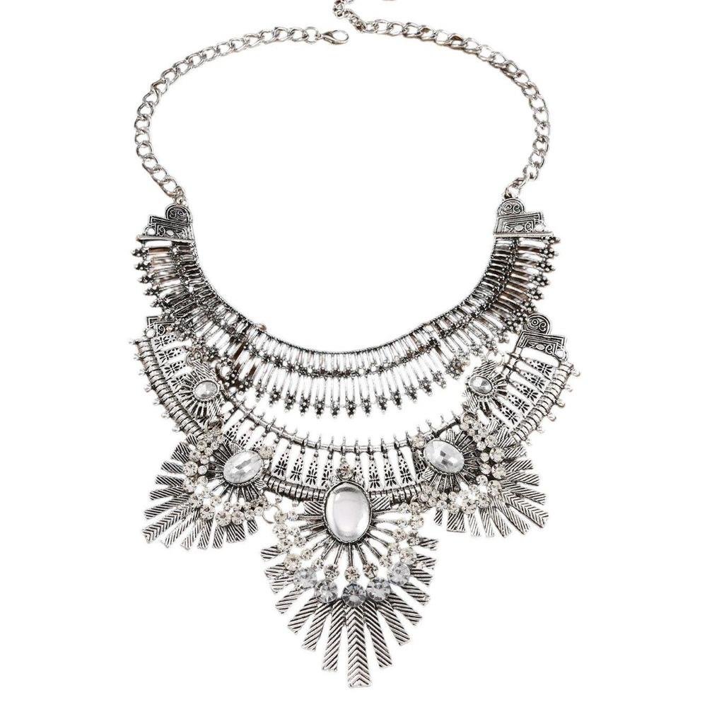 Exquisite Rhinestone Exaggerated Necklace Tassel Bohemian Style Necklace  Festival