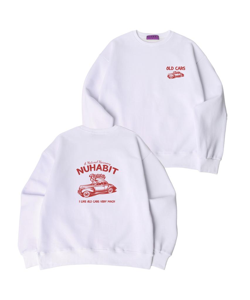 NUHABIT N/H Old Cars Oversized Fleece-Lined Sweatshirt_White (Som4-4Nh1208)