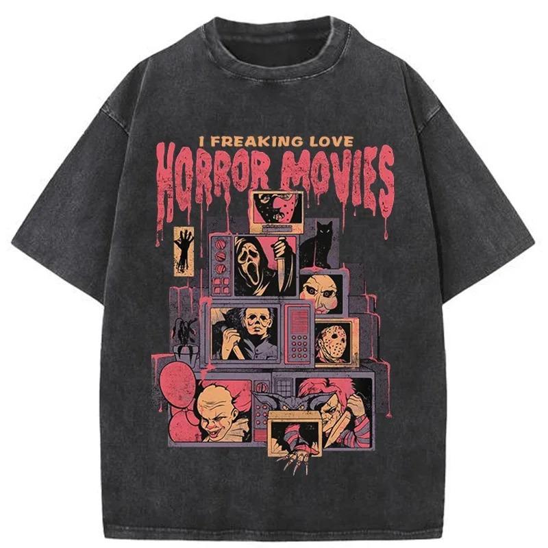 Funny Vampire Cat "Vampurr The Return" Retro Horror Movie Parody Graphic Print Vintage Acid Washed Oversized Streetwear Cat Lover T-Shirt Top