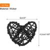 MECCANIXITY 12Pcs Heart Shaped Rattan Ball Vase Filler Natural Rattan for Valentine's Day Decoration Wedding Home Decoration Black 2 In