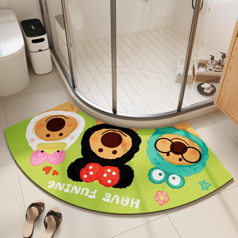 Diatom Mud Floor Mat Household Water Absorption Quick-drying Foot Mat Cartoon Puppy Bathroom Floor Mat Curved Bathroom Anti-slip Mat