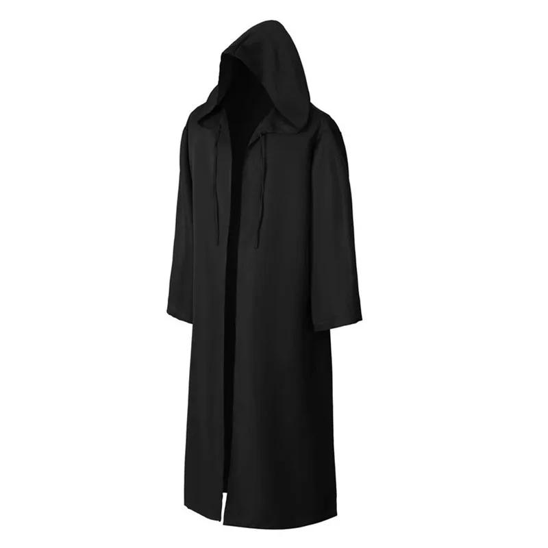 Halloween Cloak Cosplay Costume Adults and Children Sorcerer Long Shirt Hooded Black Robe Costume Wizard Tunic Hooded Robe