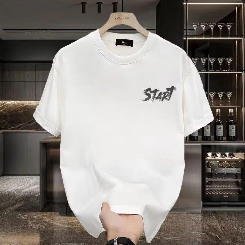 Heavy Cotton Short-Sleeved T-Shirt Men'S Trend Casual Top Loose And Versatile Crew Neck T-Shirt