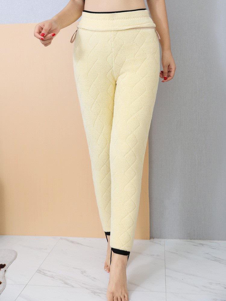 Women's High Waist Lambswool Silk Cotton Winter Leggings - Super Thick, Warm, Plus Size with Pockets