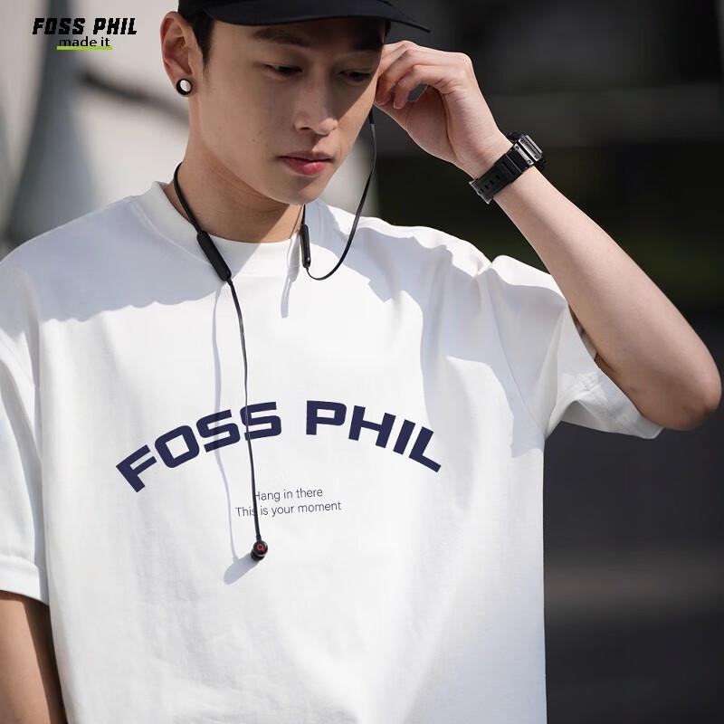 Foss Phil Unisex Summer Letter Print Cotton Loose T-Shirt XL