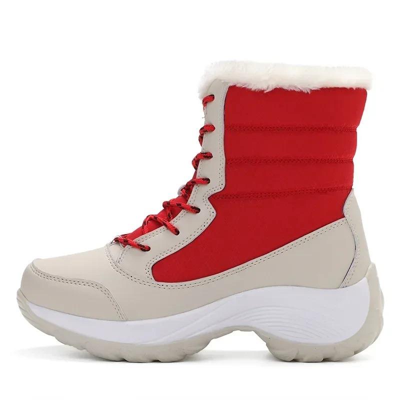 Boots for Women Platform Outdoor Snow Boots Non-slip Winter Walking Shoes Fur Warm Ankle Boots Wedge Waterproof Thigh High Boots
