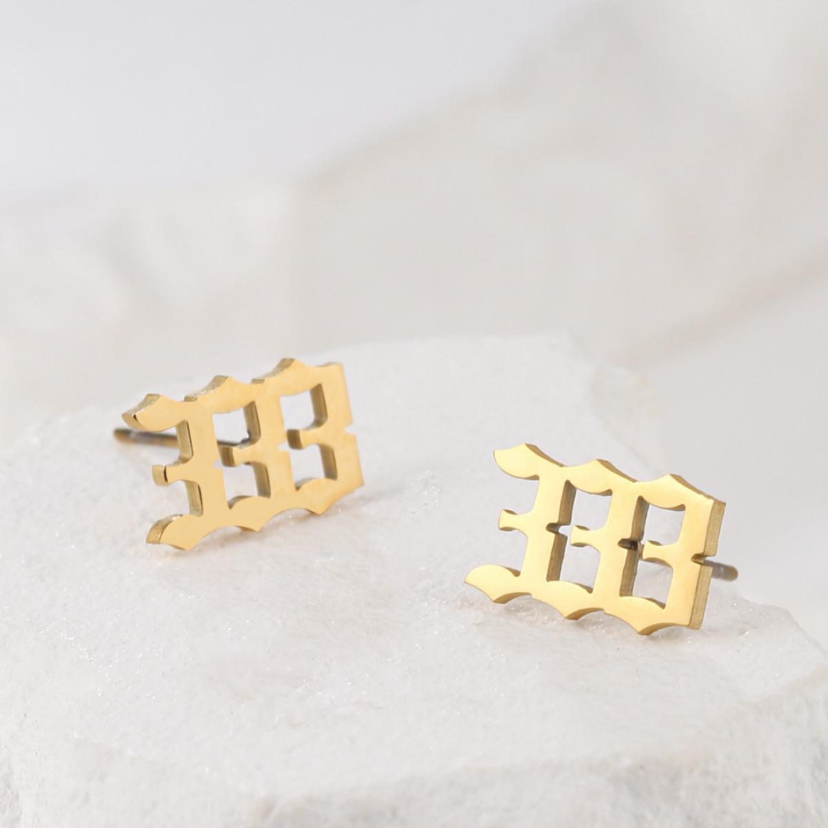 

Минималистичные серьги-пусеты с цифрами в корейском стиле, серьги с арабскими цифрами, нишевые универсальные пусеты для козелка уха 14k