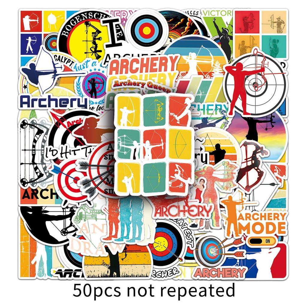 50pcs Archery Sports Cartoon Graffiti Stickers for Phone, Skateboard, Luggage, and Competition Decoration