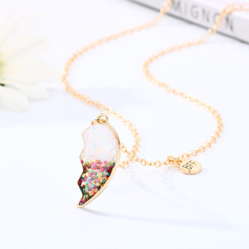 2Pieces/Set Heart Pendant Magnet Matching Necklace Colorful BFF Friend Girlfriend Relationship Gift Valentines Day