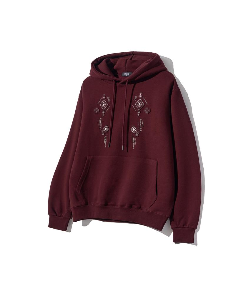 GAKKAI UNIONS Noir Symbol Applique Hoodie Burgundy