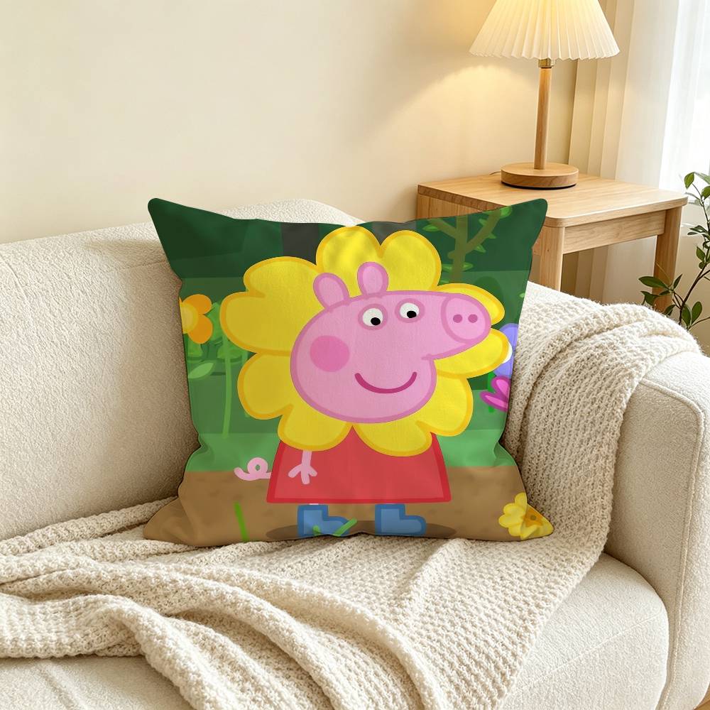 Pink P-P-Peppas-es Pigs Square Double-Sided printed Pillow Case Bedroom Bedside Pillow Sofa Cushion Cover