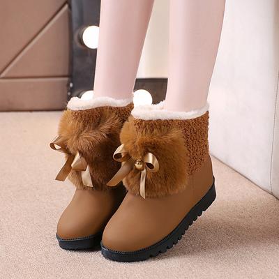 Bottes pour femmes 2024 Bottes d'hiver Bottes de neige mode Peluche Bottines à enfiler Doux Nœud papillon Femmes Bottes Garder au chaud Antidérapantes Bottes