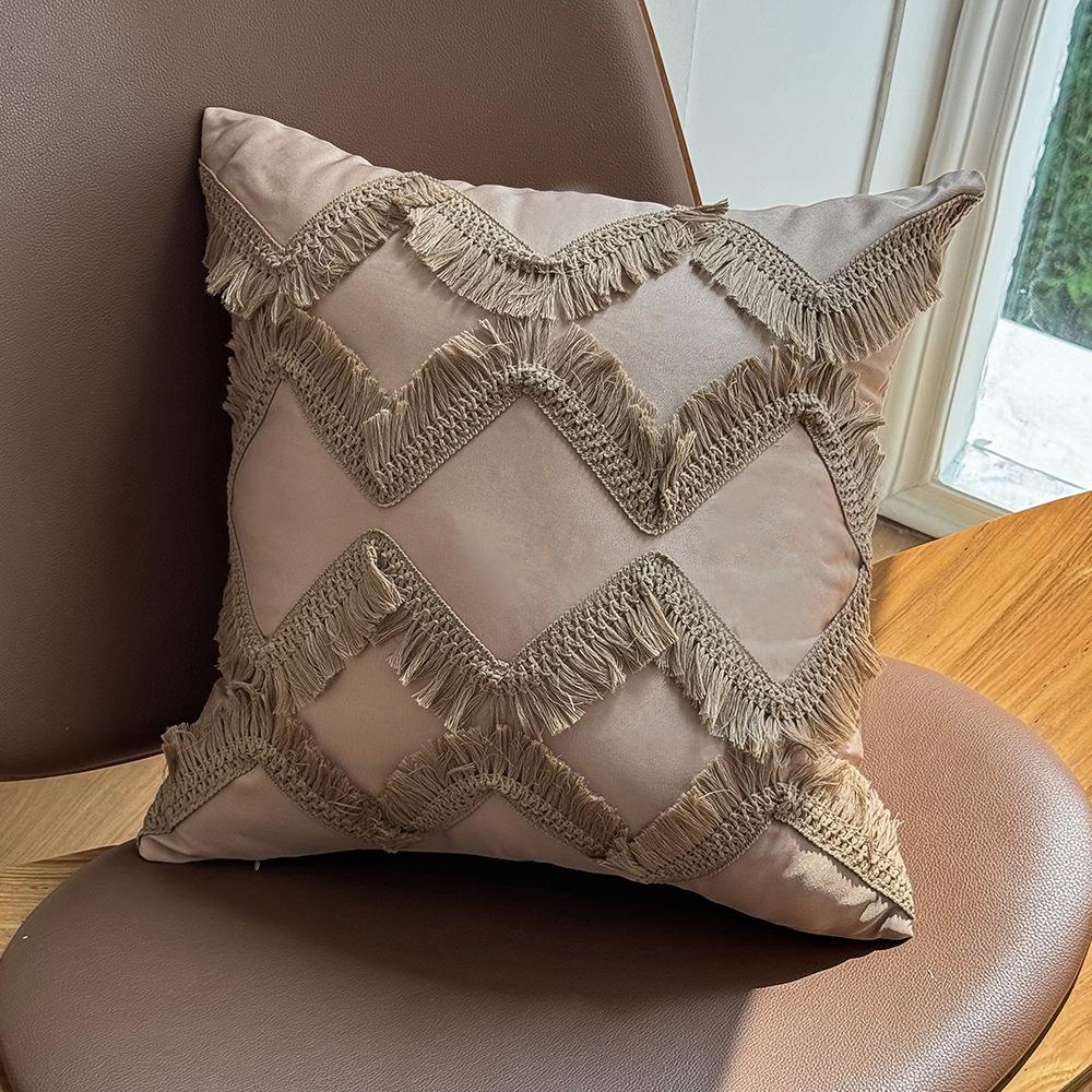 Bohemian Pillowcase Minimalist Pillow Cover Tufted Cushion Case Rose Floral Sofa Decor Ins Style Bedroom Accent Nordic Accessory